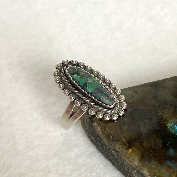 VTG Bell Trading Sterling Silver 925 Southwest Style Green Turquoise Ring 5.25 - Picture 13 of 16